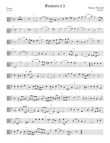 Partition ténor viole de gambe (alto clef), Fantazias et en Nomines par Henry Purcell