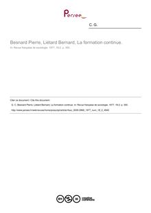 Besnard Pierre, Liétard Bernard, La formation continue.  ; n°2 ; vol.18, pg 350-350