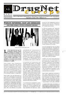 Drug Net Europe Septembre-octobre 1999 · Édition N° 19. Lettre d Information Bimestrielle de l Observatoire Européen des Drogues et des Toxicomanies