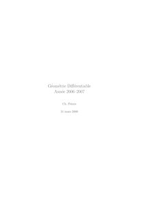 Geometrie Differentiable Annee