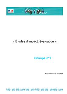 Grenelle de la mer. Rapports des comités opérationnels (COMOP). : - Groupe n° 7 - Etudes d impact, évaluation - Rapport final - 15 mars 2010.