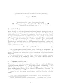 Diphasic equilibrium and chemical engineering