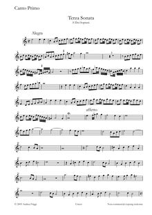 Partition Canto 1, Terza Sonata A Doi Soprani, Castello, Dario