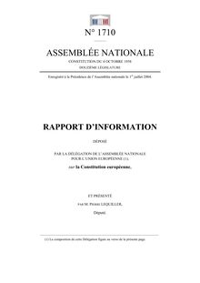 Rapport d information déposé par la Délégation de l Assemblée nationale pour l Union européenne, sur la Constitution européenne