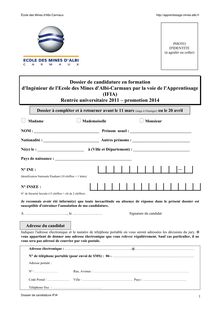 Dossier de candidature en formation d Ingénieur de l Ecole des ...