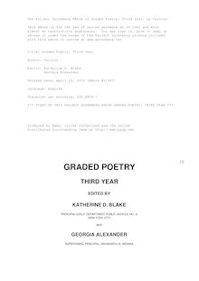 Graded Poetry: Third Year