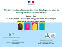 Mission relative à la régulation et au développement de la filière photovoltaïque en France