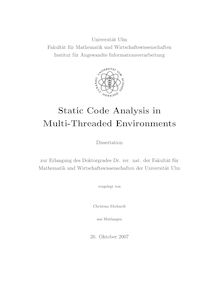 Static code analysis in multi-threaded environments [Elektronische Ressource] / vorgelegt von Christian Ehrhardt