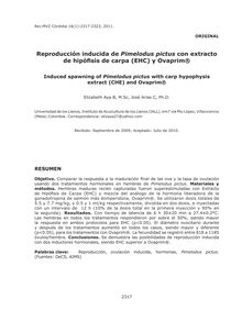 Reproducción inducida de Pimelodus pictus con extracto de hipófisis de carpa (EHC) y Ovaprim®(Induced spawning of Pimelodus pictus with carp hypophysis extract (CHE) and Ovaprim®)