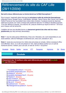 Référencement du site du CAF Lille au 28/11/2004