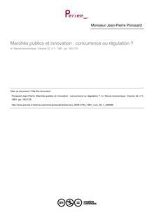 Marchés publics et innovation : concurrence ou régulation ? - article ; n°1 ; vol.32, pg 163-179
