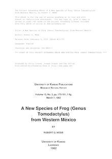 A New Species of Frog (Genus Tomodactylus) from Western Mexico