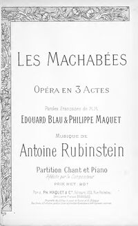 Partition complète, Die Maccabäer, Oper in drei Akten, Rubinstein, Anton