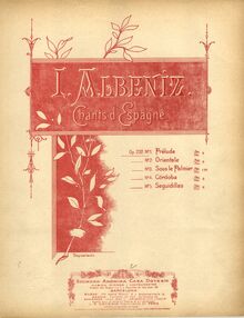 Partition couverture couleur, Cantos de España, Op.232, Albéniz, Isaac