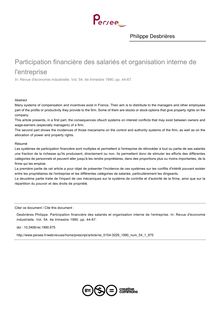 Participation financière des salariés et organisation interne de l entreprise - article ; n°1 ; vol.54, pg 44-67
