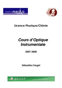 Licence Physique/Chimie - Sébastien Forget