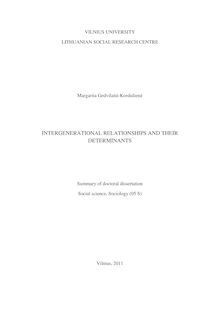 Intergenerational relaitonships and their determinants ; Tarpgeneraciniai santykiai ir juos lemiantys veiksniai