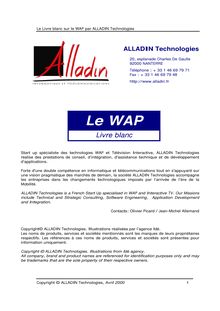 Livre Blanc sur le WAP d ALLADIN Technologies