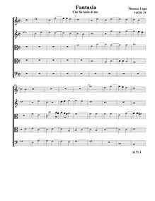 Partition Che fia lasso di me - Fantasia VdGS No.29 - partition complète (Tr Tr A T B), fantaisies pour 5 violes de gambe