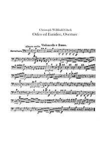 Partition violoncelles/Basses, Orfeo ed Euridice, Orphée et Eurydice; Orpheus und Eurydike