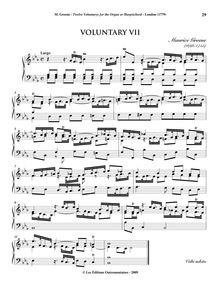 Partition , Voluntary en E-flat major, Twelve Voluntarys pour pour orgue ou clavecin