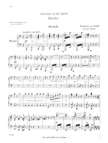 Partition complète, Martha, Romantisch-komische Oper in vier Akten par Friedrich von Flotow