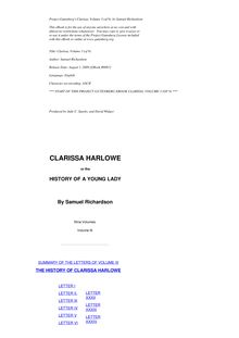 Clarissa Harlowe; or the history of a young lady — Volume 3