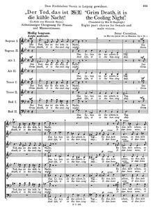 Partition No.1 - Der Tod, das ist die kühle Nacht, 3 Chorgesänge, Op. 11