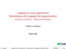 Logiques et leurs applications Semantiques des langages de programmation