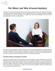 The  Where  and Why  of Locum Psychiatry
