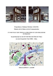 Un nouveau lieu pour la création et les créateurs en France : un grand projet au sein de l aile ouest du Palais de Tokyo au coeur du quartier Tour Eiffel - Alma