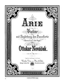 Partition de piano, Arie, Nováček, Ottokar