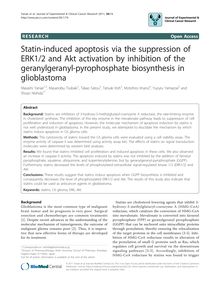Statin-induced apoptosis via the suppression of ERK1/2 and Akt activation by inhibition of the geranylgeranyl-pyrophosphate biosynthesis in glioblastoma