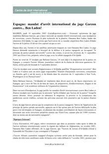 Espagne: mandat d arrêt international du juge Garzon contre... Ben ...