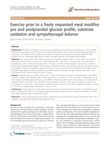 Exercise prior to a freely requested meal modifies pre and postprandial glucose profile, substrate oxidation and sympathovagal balance