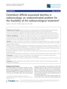 Clostridium difficile-associated diarrhea in radiooncology: an underestimated problem for the feasibility of the radiooncological treatment?