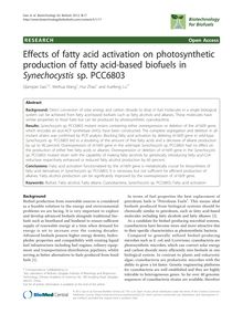 Effects of fatty acid activation on photosynthetic production of fatty acid-based biofuels in Synechocystissp. PCC6803