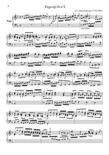 Partition No.4 en F, 6 Fugues, op.16, Albrechtsberger, Johann Georg