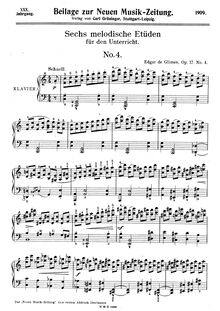 Partition No.4, 6 melodische Etüden, Op.17, Glimes, Edgar de