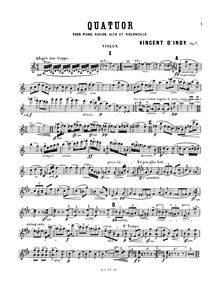 Partition complète et parties, Piano quatuor, Op.7, Indy, Vincent d 