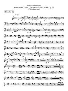 Partition cor 1, 2 (en C, E♭), Concerto pour violon, violoncelle et Piano