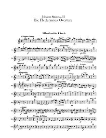 Partition clarinette 1, 2 (A), Die Fledermaus, Operetta en 3 acts