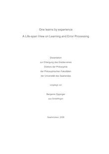 One learns by experience [Elektronische Ressource] : a life-span view on learning and error processing / vorgelegt von Benjamin Eppinger