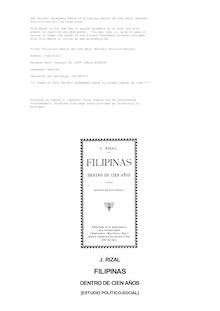 Filipinas Dentro De Cien Años (Estudio Politico-Social)