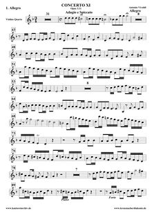 Partition violons II ripieno, Concerto pour 2 violons et violoncelle en D minor, RV 565