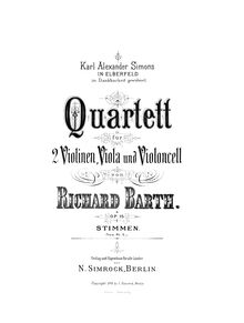 Partition viole de gambe, corde quatuor, Op.15, G minor, Barth, Richard