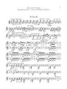 Partition violons II, Prometheus, Le Poème du Feu, Op.60, Scriabin, Aleksandr