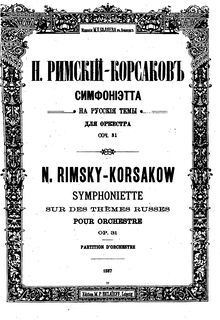 Partition complète, including cover et title pages, Sinfonietta on russe Themes