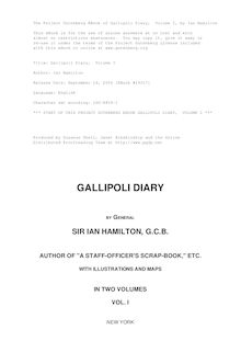 Gallipoli Diary,  Volume I