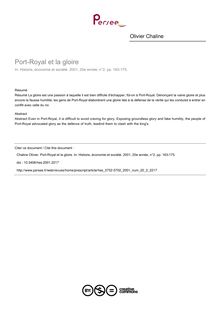 Port-Royal et la gloire - article ; n°2 ; vol.20, pg 163-175